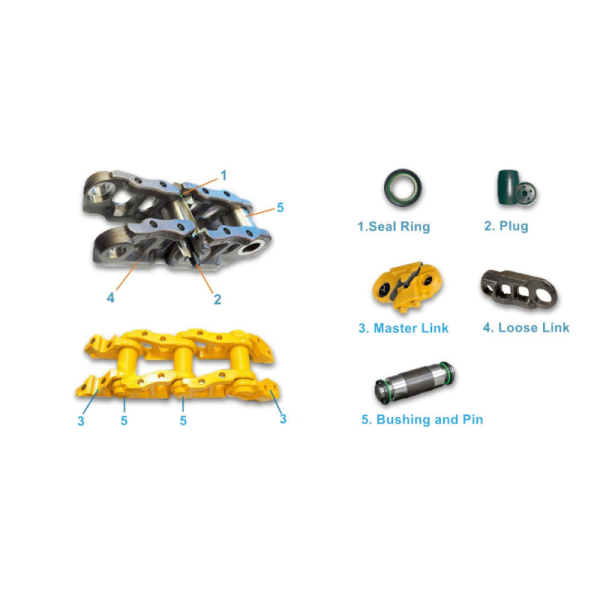 Hyundai R55-5 Excavator Greased & Sealed Track Chain Link Assembly 40 Link - Heat Treated 12-18 Month Warranty