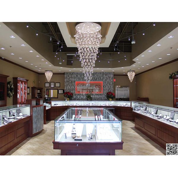 Wonderful jewellery shop interior design jewelry display showcase MDF jewelry showcase