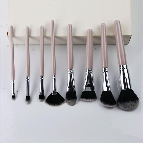 Elegant Cosmetic Brush Set Flawless Look Light Pink Color Handle