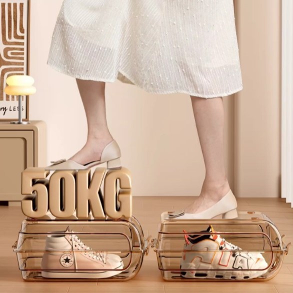 Minimalist Clear Plastic Shoe Box Dustproof Space Saving Storage Organizer for Closet Wardrobe Durable