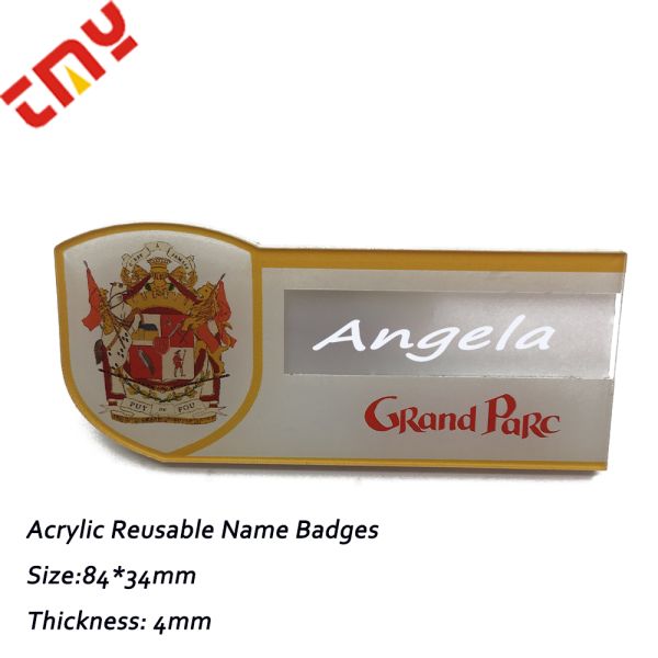 Name Badges With Window Custom PVC Acrylic Reusable Name Badges Magnetic Back