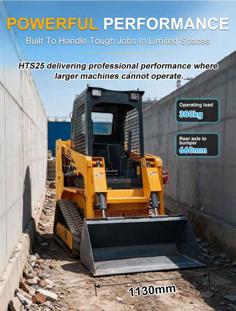 HTS25 Skid Steer Loader with 18.5 Kw Rated Power Zero Turning Radius