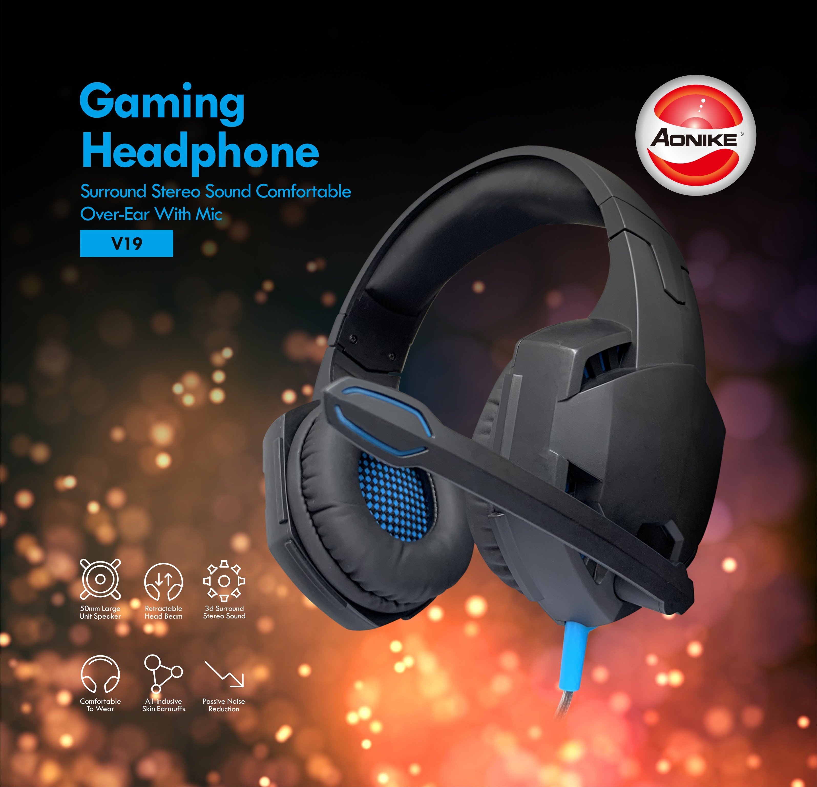 Наушники игры Aonike 3.5jack 110dB 2.1M связанные проволокой