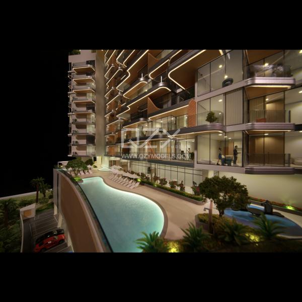 1/75 MAJAN Apartment Tower Architectural Model with 4000K Warm White Light