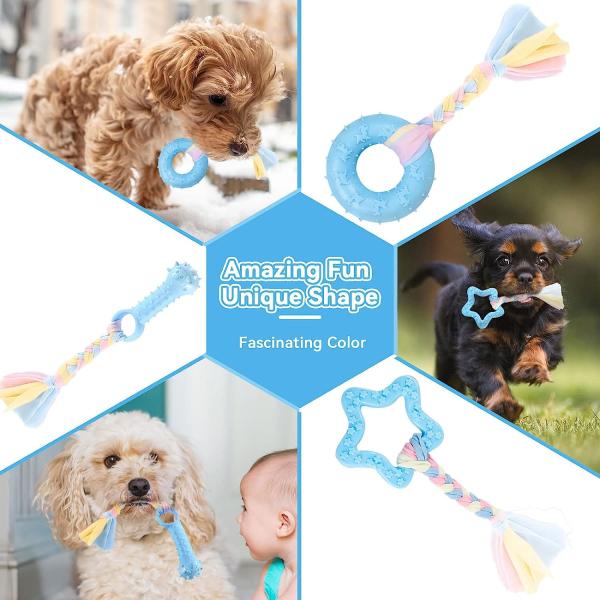 Puppy Toys For Teething Small Dogs Cute Blue Pet Dog Chew Toys For Puppies Soft Rubber Funny Bone Ball Donut Indoor