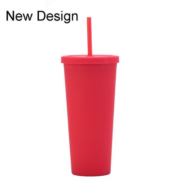 Customization Lightweight Insulated Plastic Tumblers Double Wall Sports Reusable Plastic Iced Coffee Cups With Straw 17*10.2cm/28.2*10.5cm