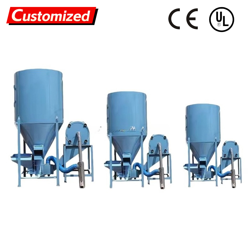 Custom 300-2000 Kg/H High Output Vertical Feed Crusher Mixer for Poultry Livestock Grain Feed Processing