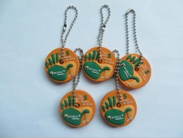 Multi Function Double Sided Hand Shape Silicone Rubber PVC Charm With Metal String For Key Holder And Bag Decoration