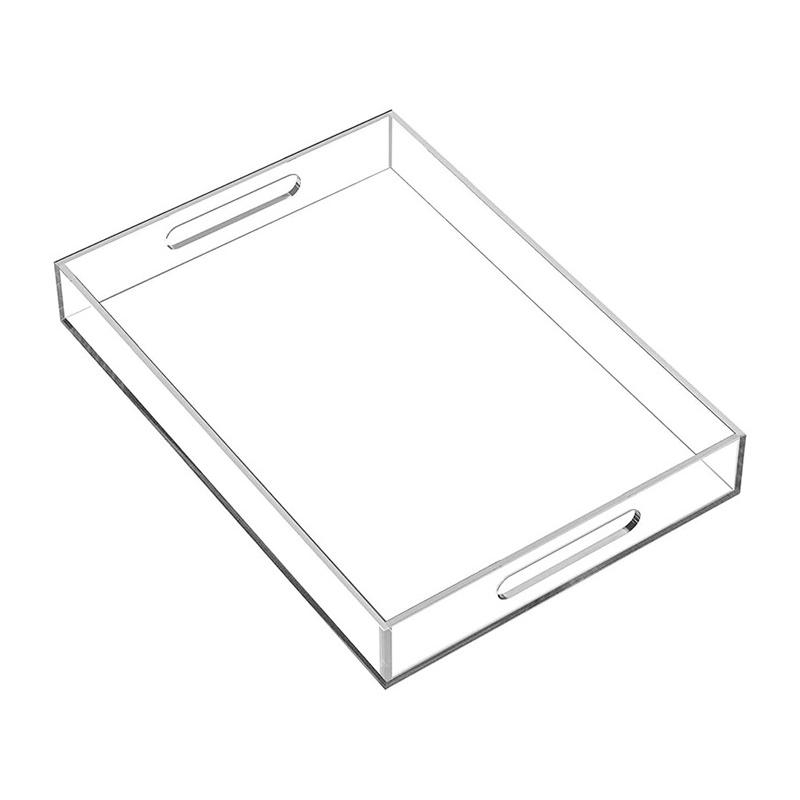 Clear Acrylic Display Tray with Handles Decorative Serving Tray for Coffee Drinks Breakfast