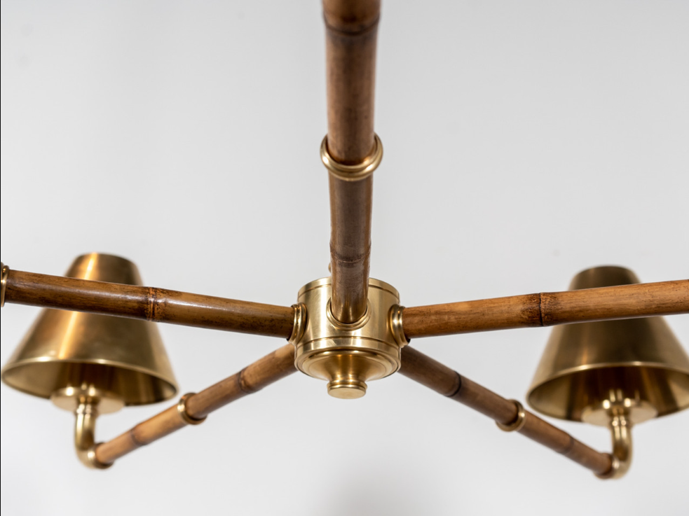 American Brass Modern Retro Designer Pendant Light with Adjustable Height Wireless Control and 50000 Hours Lifespan