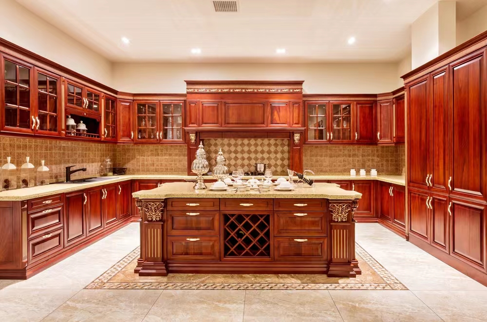 Armário de cozinha moderno integral do hotel do armário da madeira maciça