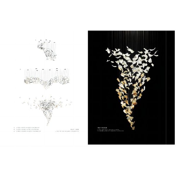 Вилла Дуплекс Лестница Гостиная Креативный на заказ Люстра стеклянный лепесток Подвесная художественная лампа