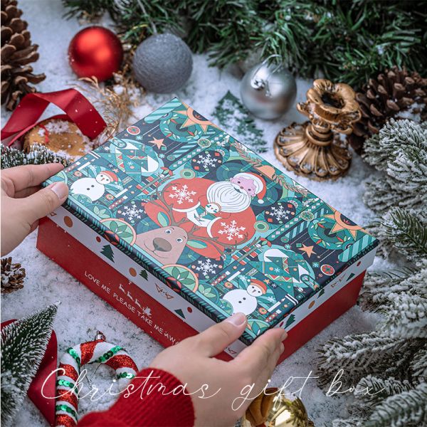 Logotipo de design personalizado Casa de Natal presente Caixa de papel Kraft com tampa com gravura