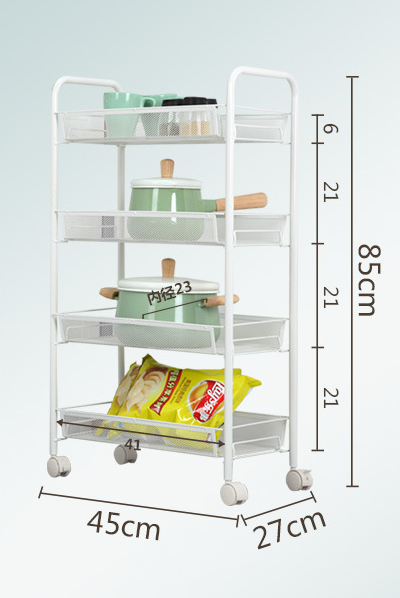 20kg Bearing Vegetable Rack Trolley , SS 4 Tier Storage Trolley