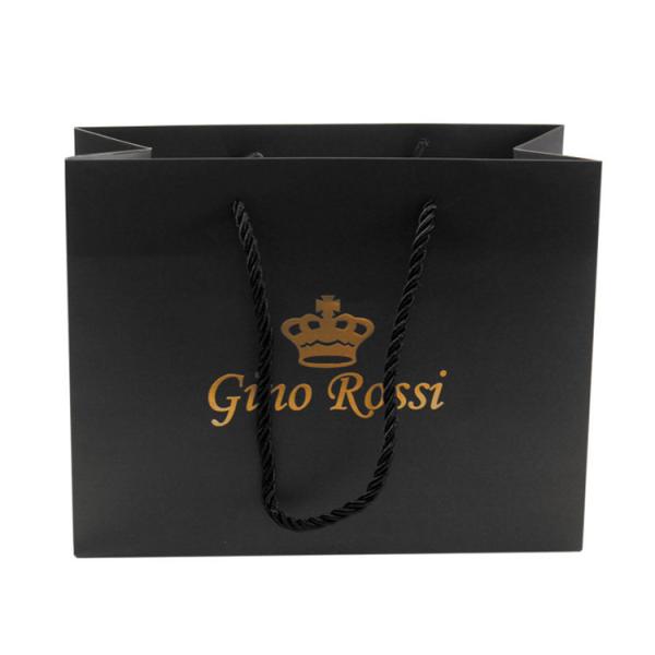 Black Paper Gift Bags With Handle Luxury Custom Clothing Packaging Bags