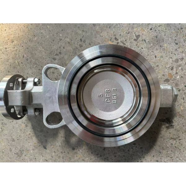 DN100 Difícil sello de acero inoxidable tipo de válvula de mariposa Wafer baja fuga alta eficacia