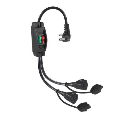 15A/125V Flat Plug Inline 1 Main Line 2 Sub Nema 515P 3Pin Y Tipo Splitter Cordão de Alimentação Com Interruptor