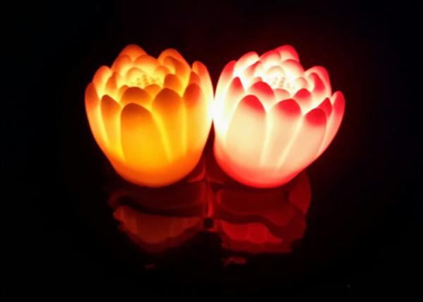Water Active LED Night Light , 7 Colors Flash Led Flower Night Light For Birthday