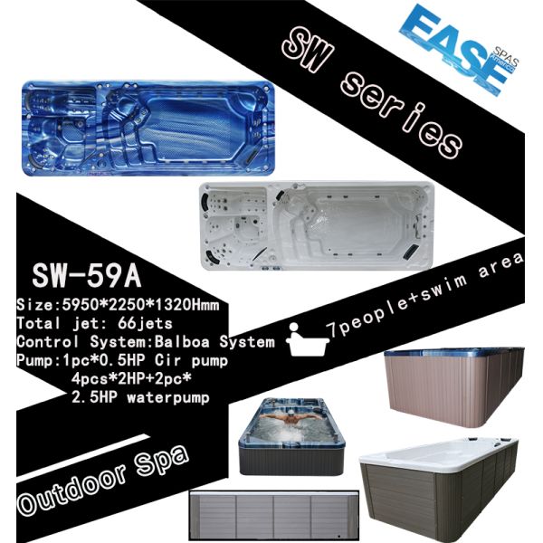 Banheira de hidromassagem exterior do redemoinho de 10 pessoas do ISO da associação retangular luxuosa dos termas da natação 2*3KW