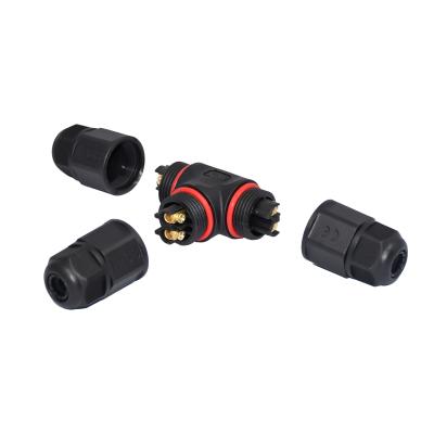 Tipo Pin impermeável de M20 2 PIN Outdoor IP67 T de Pin To Dual 2 do conector 2 do cabo distribuidor de corrente