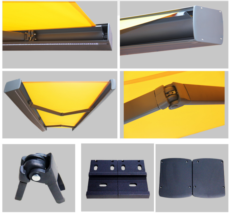 Garden Retractable Folding Arm Awning 2.5m Aluminum Outdoor Sun Shades UV Proof