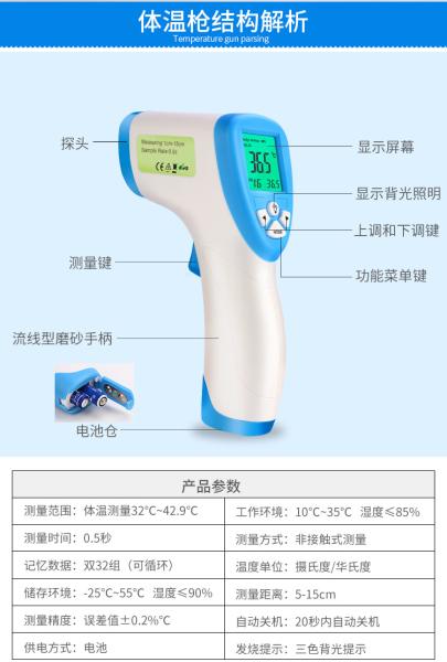 Babies Medical Infrared Forehead Thermometer Non Contact With CE Certified