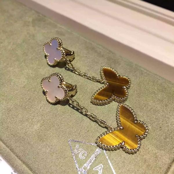 Factory Custom Van Cleef & Arpels 18K Yellow Gold Earring Clap Butterfly Drop VCARD79800