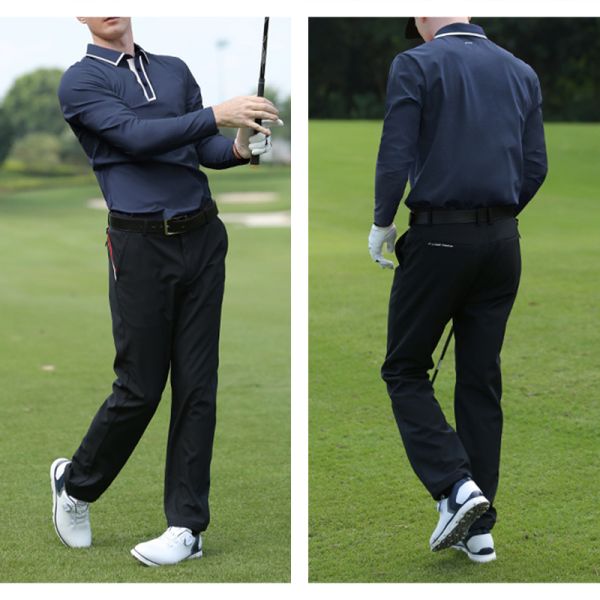 Men's Long Sleeve Golf Polo Shirts Winter Collared Simple Golf Casual Tops For Men