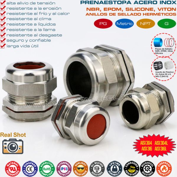 304, 316, 316L Stainless Steel Temperature Resistant PG7-PG48 Cable Glands with Fluoroelastomer Seals 304, 316, 316L Stainless Steel Temperature Resistant PG7-PG48 Cable Glands with Fluoroelastomer Seals
