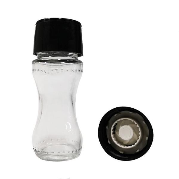 Black Glass Jar 110mm 94g 60ml Plastic Salt Grinder
