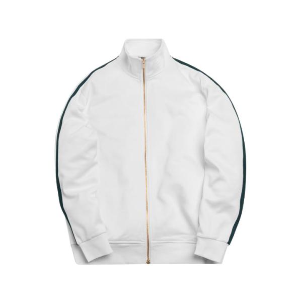 Custom Men Cotton Polyester Raglan Sleeve Doped Striped Ribbon Zip Slim Fit Sports Tracksuit