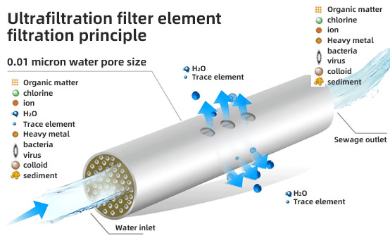 Membrane Filtration Water Purification Equipment 500L/Hour PVDF Film Ultrafiltration Water System 2000x800x1950mm