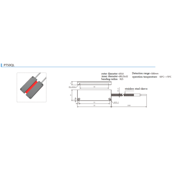 Wide Screen Fiber Optic Thru Beam Sensor Head Area Optical Sensors With Probes Cable