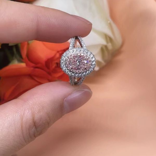 Кольцо с бриллиантом розового овального диаманта ювелирных изделий диаманта аттестованной лаборатории выполненное на заказ причудливое