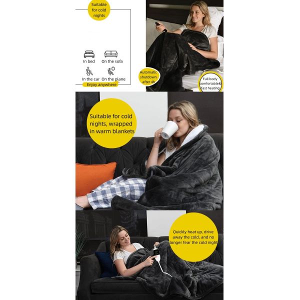6 Levels Washable Heating Pad Electric Flannel Blanket With 2-10H Timer