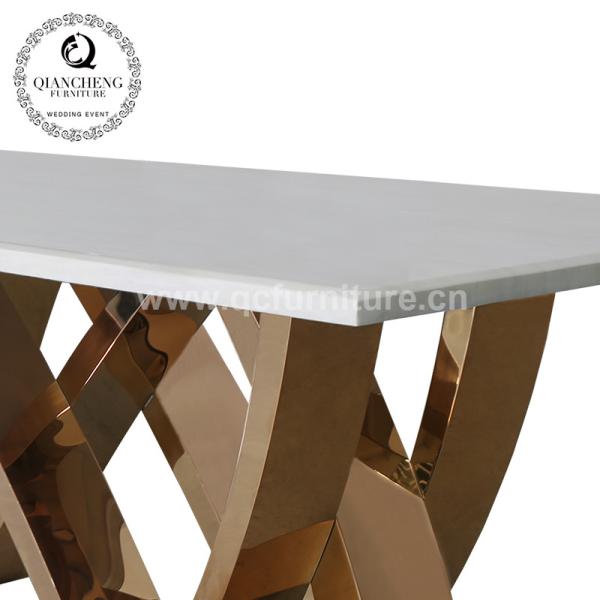 78inch pés de aço inoxidável do metal de Seater da mesa de jantar de mármore luxuosa 8