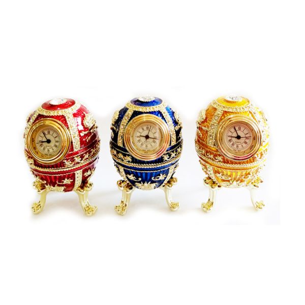 Easter blue Russian faberge egg jewelry trinket ring box Vintage decor metal crafts birthday Gift for Christmas gifts