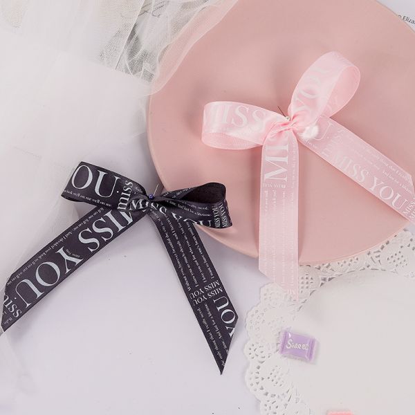 напечатанная лента сатинировки прядильного кулича 25mmx50y скучает по вам лента обруча подарка