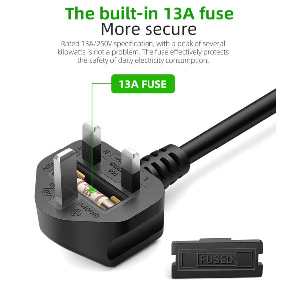 Custom 3 Pin UK Power Cord Cable Laptop Electric Plug 3x0.75mm2