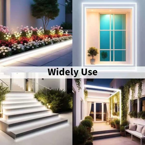 16.5FT / 5 Meter Sistema de canal de silicona sin mancha LED tubo flexible con recubrimiento blanco lechoso vía más ancha para 12mm LED resistente al agua luz de banda USC7 WW