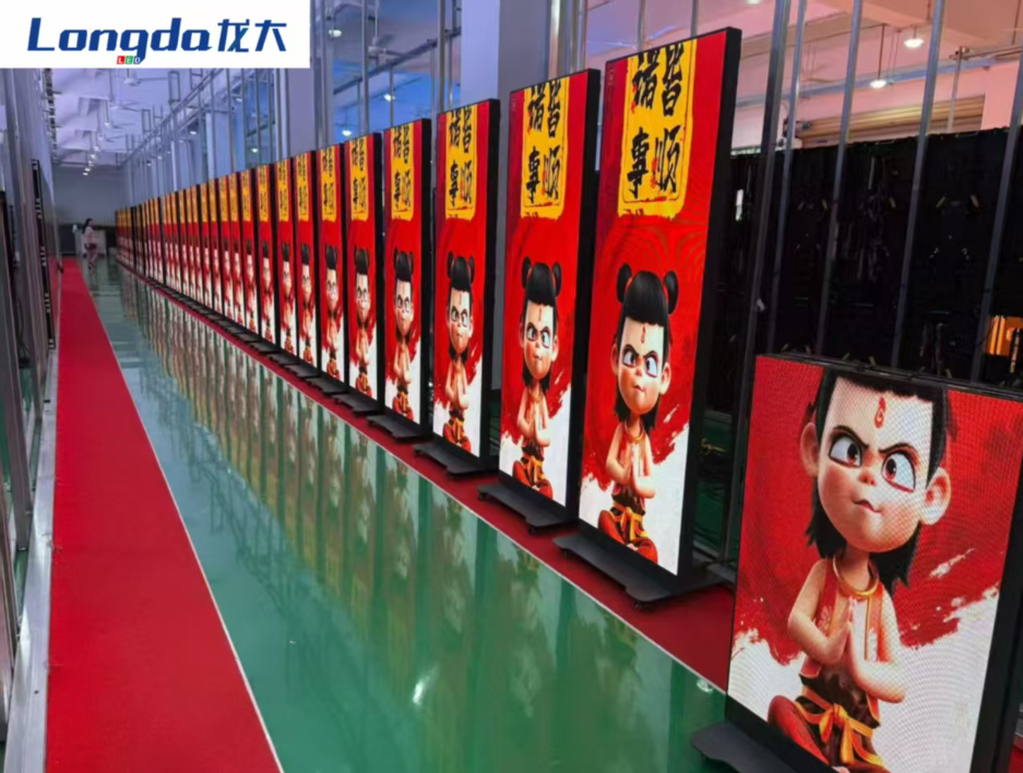 HD Flexible Indoor P2 Advertising LED Poster Video Display Digital Player Portable Wheel Move