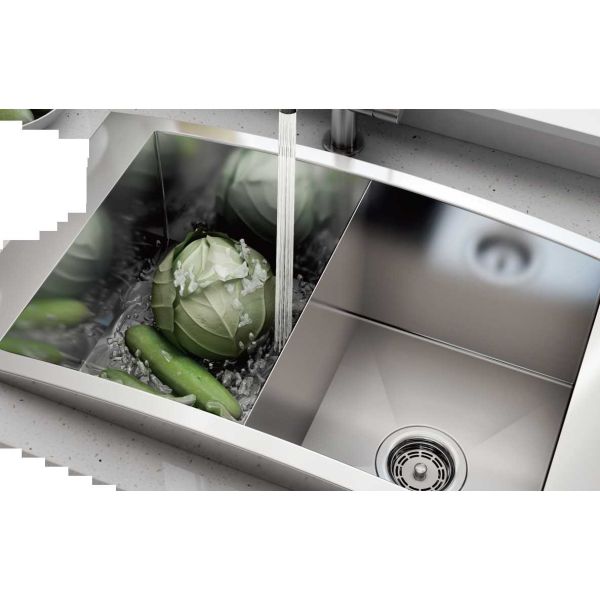 Handcrafted Stainless Steel Kitchen Sinks 18 Gauge Top Mount With Long Using Life