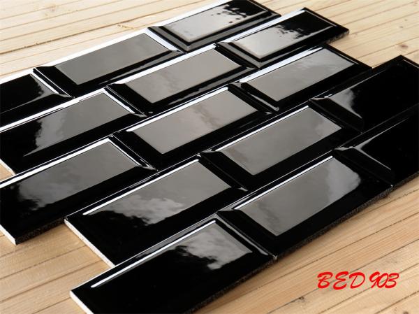 Black and White Clay Wall Tiles 75x152mm for Kitchen