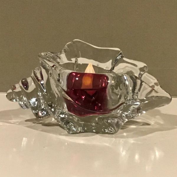 Hot sales Unique creative conch shape clear crystal glass candelabra candlestick holder
