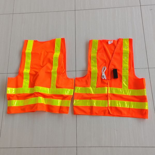 Safety Reflective Jacket 12 LED Light-Up Safety Vest with Reflective Strips – Ideal for Workers, Rechargeable Battery Workers & Cyclists Vests