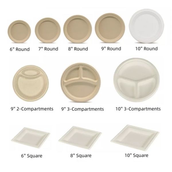 9in 10in Eco Friendly Compostable Sugarcane Paper Plates Dessert Square Cake Plate