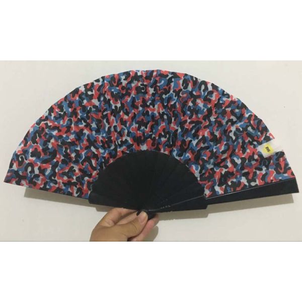 Custom Logo Plastic Printing Custom Hand Fan Promotional Plastic Skeleton Folding Fabric Hand Fan for Advertisement