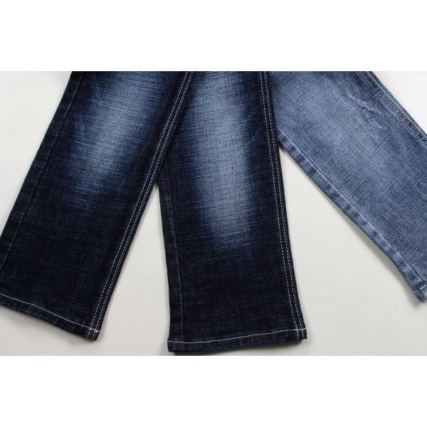 Heavyweight 12.6 Oz Dark Blue Crosshatch Slub Denim Fabric For Jeans