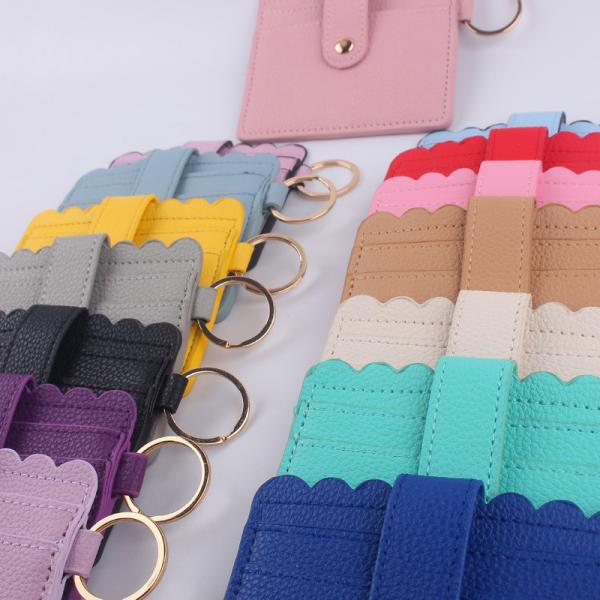 Luxury Women's PU Leather Business Card Holder with Keychain and ID Credit Card Slots