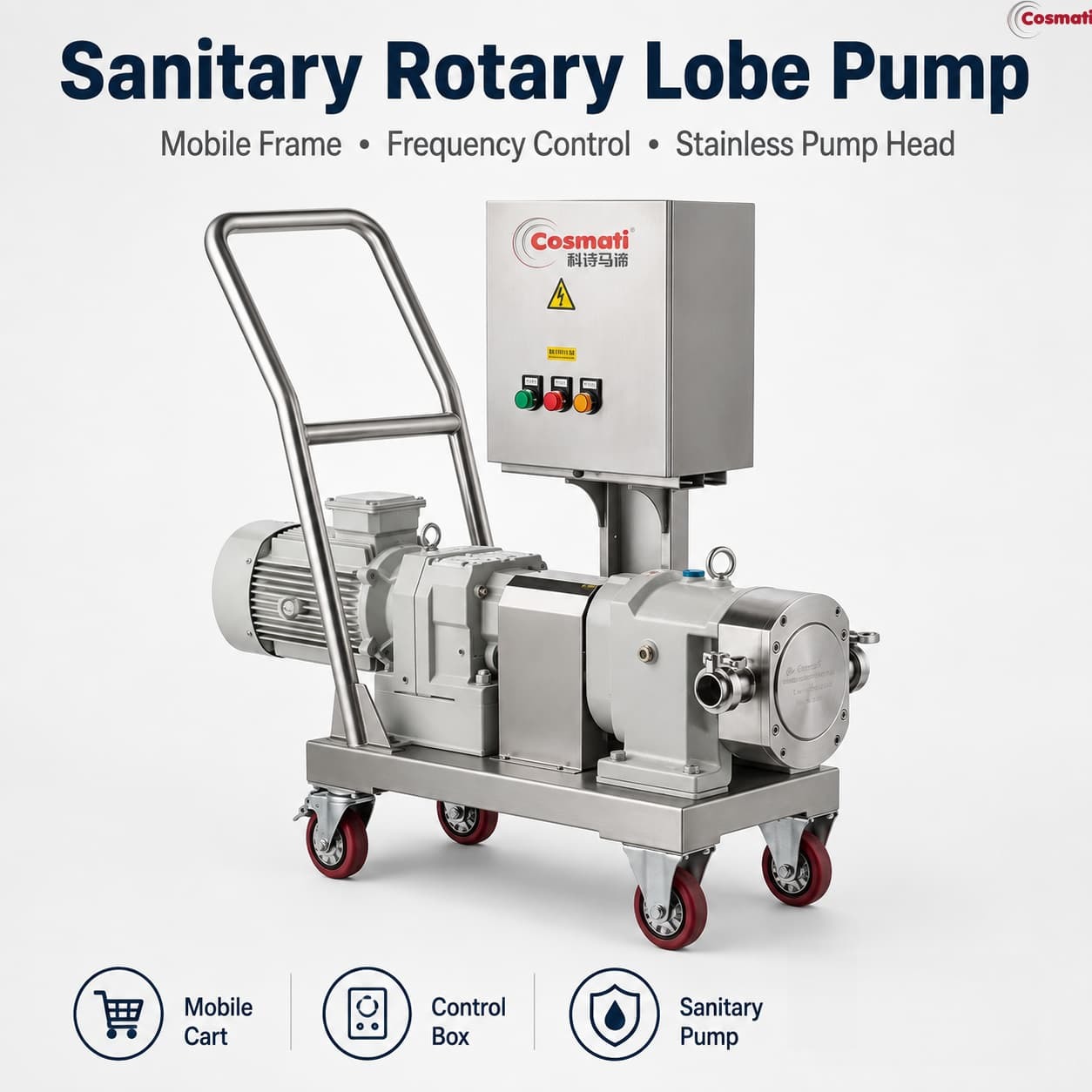 SUS304 316L Stainless Steel High Viscosity Rotor Pump Mobile Cream Paste Transfer